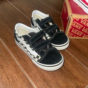 Vans Kids Black and Cream Checkered Sneakers